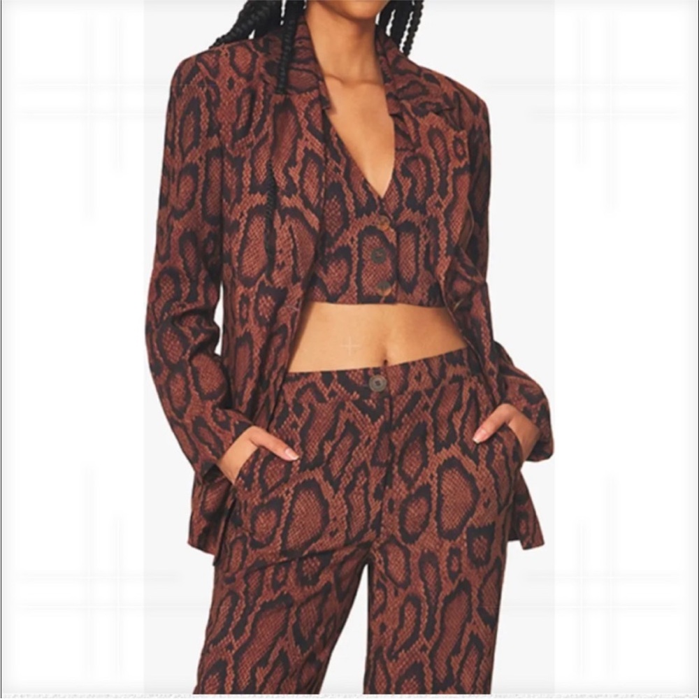 WeWoreWhat x DANIELLE‎ BERNSTEIN Brown Snake Print Blazer Size 00